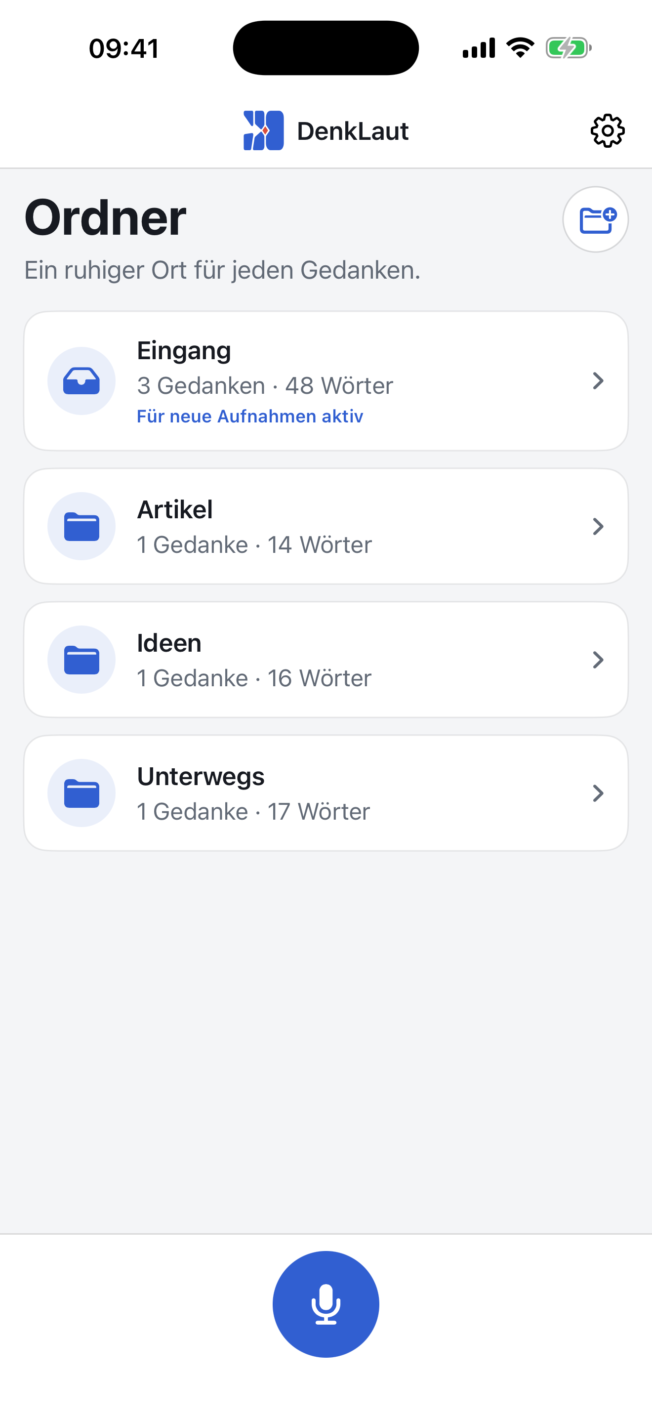 Folder overview in DenkLaut